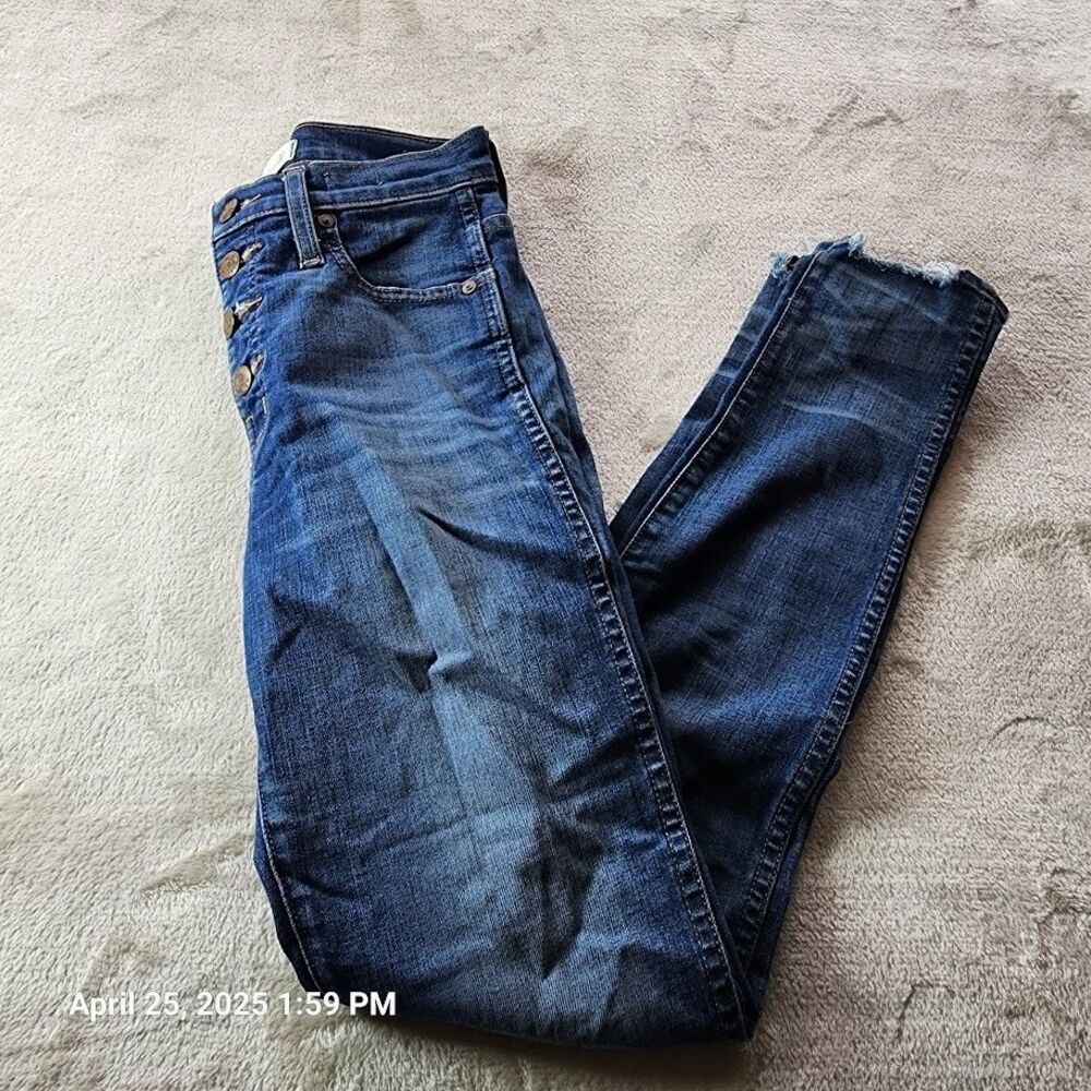 Madewell 10" High Rise Skinny Tag Size 24 Button Fly Jeans Distressed 26" x 29"